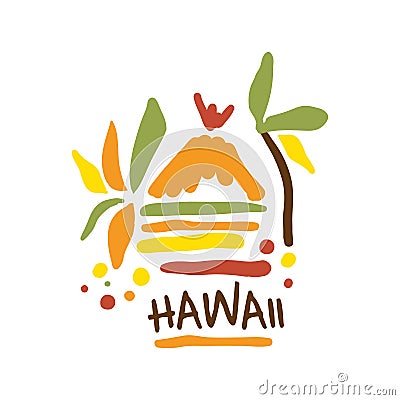 Hawaii tourism logo template hand drawn vector Illustration Vector Illustration