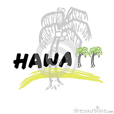 Hawaii travel poster cartoon Vector Illustration