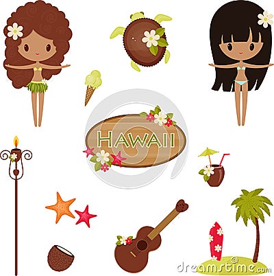 Hawaii vector symbols and icons. Vector Illustration