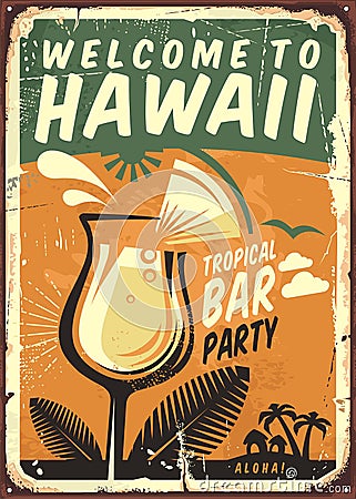 Hawaii vintage metal sign Vector Illustration