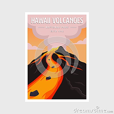 Hawaii Volcanoes National Park poster vector illustration Vector Illustration