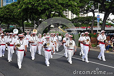 Hawaiian band in aloha festivals 2010 Editorial Stock Photo