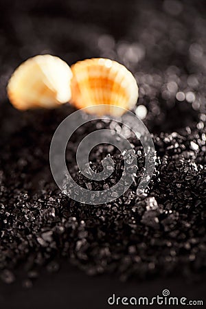 Hawaiian black lava sea salt Stock Photo