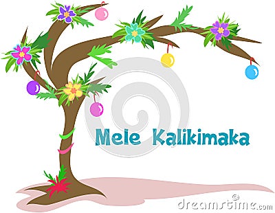 Hawaiian Christmas Tree Vector Illustration