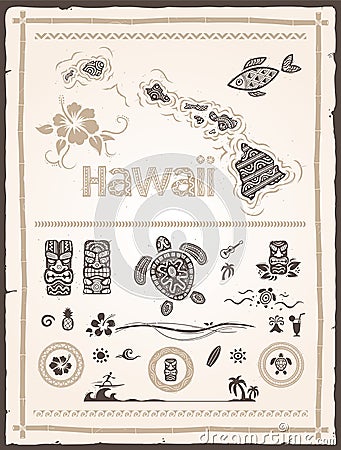 Hawaiian Design Elements Vector Illustration