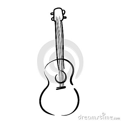 Hawaiian guitar, ukulele. Vector doodle illustration. Musical instrument Vector Illustration