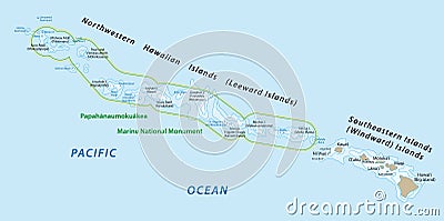 Hawaiian islands map Vector Illustration