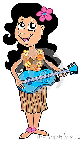 Hawaiian musician girl Vector Illustration