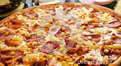 Hawaiian pizza Stock Photo