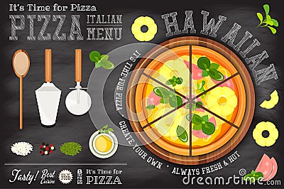 Hawaiian Pizza Vector Illustration