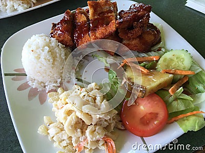 Hawaiian Plate Lunch Stock Photo