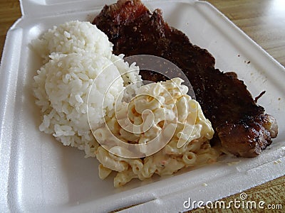 Hawaiian Plate Lunch: A Simple and Satisfying Meal Stock Photo