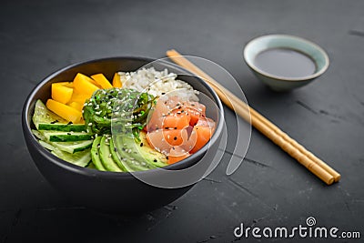 Hawaiian salmon poke bowl Stock Photo