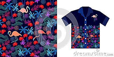 Hawaiian shirt design. Vector Illustration