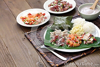 Hawaiian traditional plate lunch Stock Photo