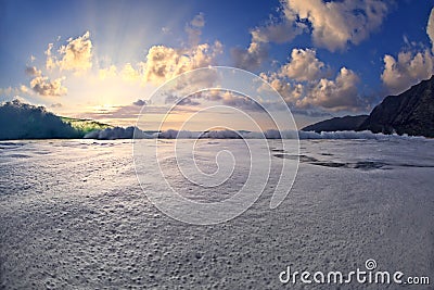 Hawaiian Tropical Sunset Seascape Stock Photo