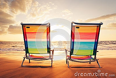 Hawaiian Vacation Sunset Concept Stock Photo