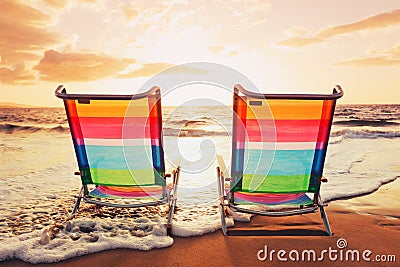 Hawaiian Vacation Sunset Concept Stock Photo