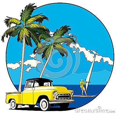 Hawaiian vignette Vector Illustration