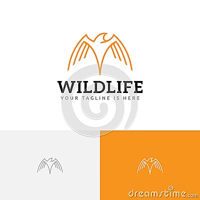 Hawk Eagle Falcon Wings Wildlife Bird Monoline Logo Template Vector Illustration