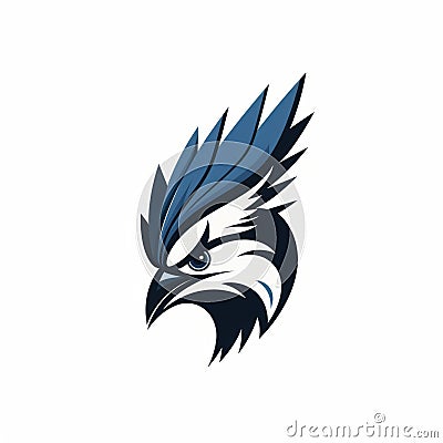Hawk Logo Vector Character Concept In Dark Navy And Light Blue Stock Photo