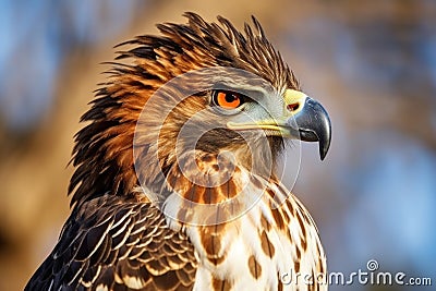 a hawk in profile, showing full wingspan Stock Photo