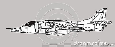 Hawker Siddeley Harrier GR.3. Vector drawing of VSTOL attack aircraft. Vector Illustration