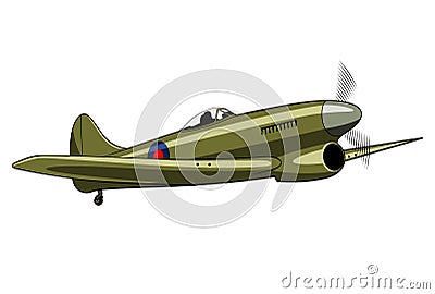 Hawker Tempest fighter plane 1943. WW II aircraft. Vintage airplane. Vector clipart Vector Illustration