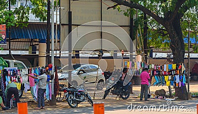 Hawkers selling Unbranded Mask and Gloves. Editorial Stock Photo