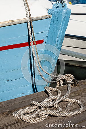 Boat with hawser Stock Photo