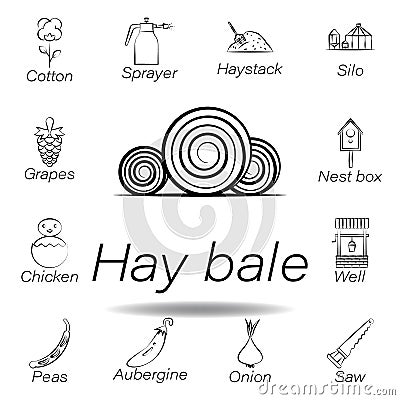 hay bale hand draw icon. Element of farming illustration icons. Signs and symbols can be used for web, logo, mobile app, UI, UX Cartoon Illustration