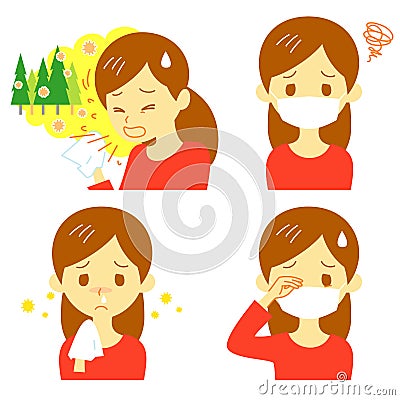 Hay fever cedar pollen allergy Vector Illustration