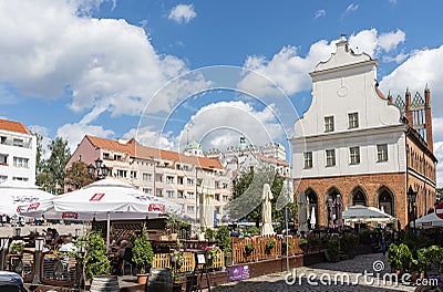 Haymarket square Rynek Sienny and the old town hall Szczecin Editorial Stock Photo