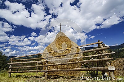 Haystack in the field Stock Photo