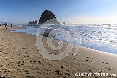Haystack Rock in Cannon beach, Tourist attraction in Oregon Stock Photo
