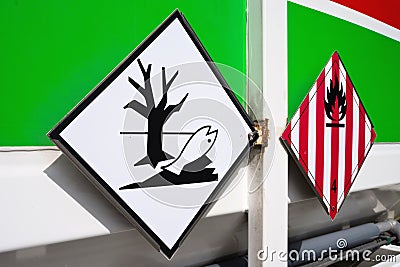 Hazard labels Stock Photo