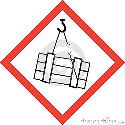 Hazard sign with suspended loads Stock Photo