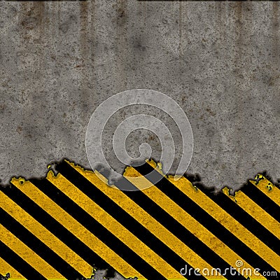 Hazard stripes torn wall Stock Photo