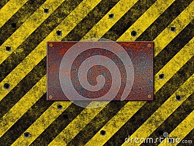Hazard stripes warning plaque Stock Photo