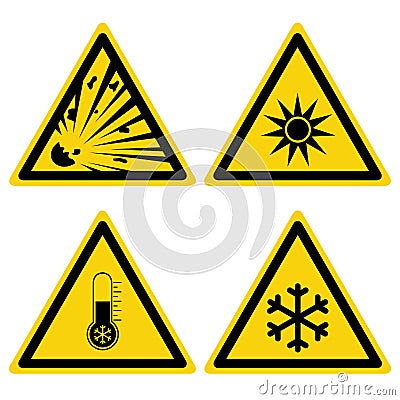 Hazards signs set Cartoon Illustration