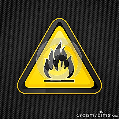 Hazard warning triangle highly flammable warning sign Vector Illustration