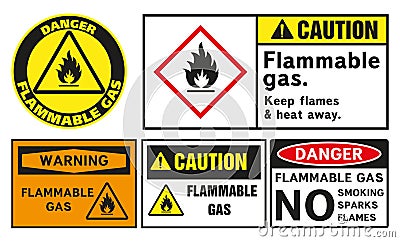 Hazardous combustible materials. Hazard pictograms Vector Illustration