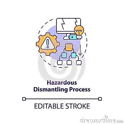 Hazardous dismantling process concept icon Vector Illustration