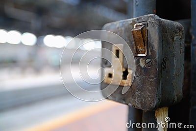 Hazardous warn up power outlet Stock Photo