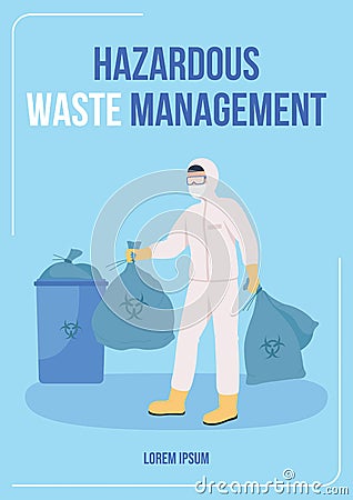 Hazardous waste management poster flat vector template Vector Illustration