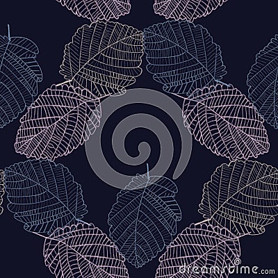 Hazel leaves on a dark blue background Stock Photo