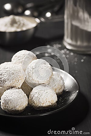 Hazelnut Balls, Mexican Wedding Cookies, or Russian Tea Cakes Stock Photo