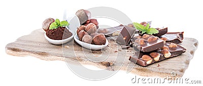 Hazelnut Chocolate isolated on white Stock Photo