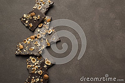 Hazelnut dark chocolate Stock Photo