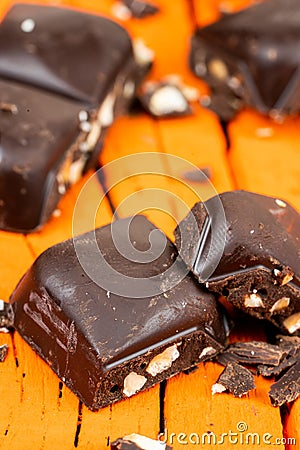 Hazelnut dark chocolate Stock Photo